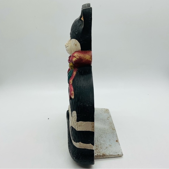 Vintage Cast Iron Doorstop Christmas Black & White Cat Farmhouse Kitchen Taiwan. - Picture 4 of 10